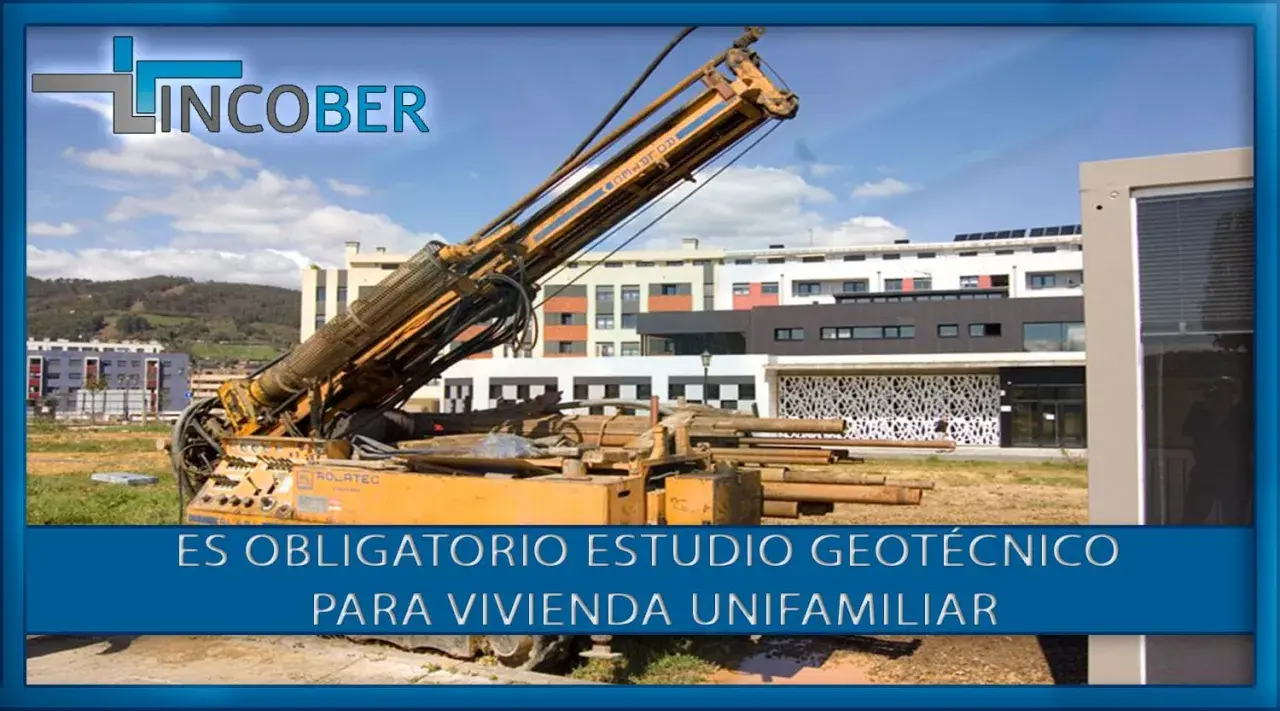 Máquina de perforación para estudio geotécnico obligatorio en construcción de vivienda unifamiliar.