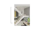 Escalera moderna con balaustres verticales blancos. Guía visual sobre como colocar balaustres en escaleras para un acabado seguro y estético.