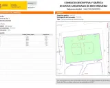 Plano catastral de una parcela urbana en Madrid, con la **superficie construida** detallada por destino y planta.