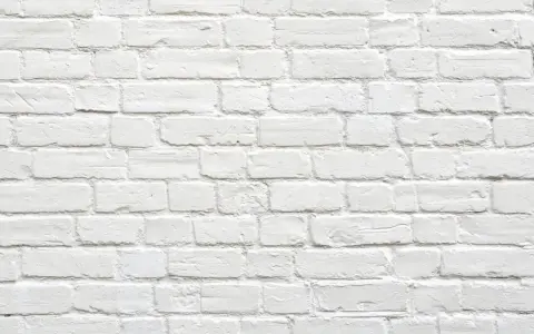 Pared de ladrillos blancos, con textura rugosa. Parece que se puede tirar una pared maestra, pero es solo una ilusión visual.