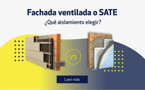 Comparativa de fachadas: una muestra la construcción de una pared ventilada con aislamiento y otra el sistema SATE.