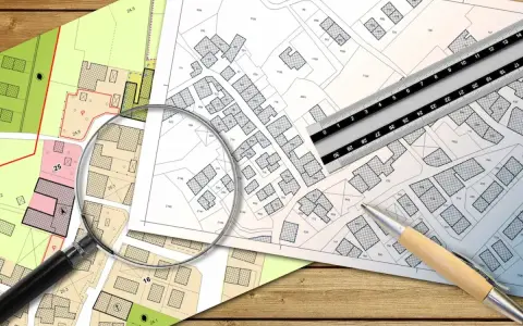 Planos de parcelas con lupa, regla y bolígrafo. Se analiza la diferencia entre edificabilidad y ocupación en urbanismo.