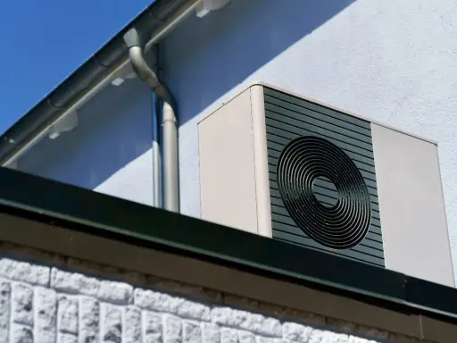Unidad exterior de aire acondicionado, instalada según la normativa vigente.
