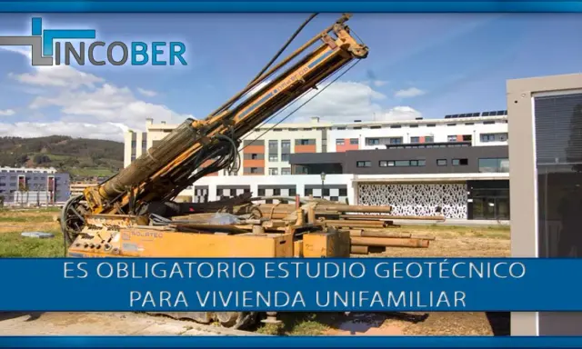 Máquina de perforación para estudio geotécnico obligatorio en construcción de vivienda unifamiliar.