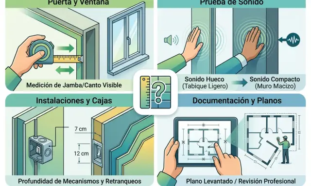 Guía para saber si una pared es de pladur: mide jambas, prueba el sonido, revisa instalaciones y consulta planos.