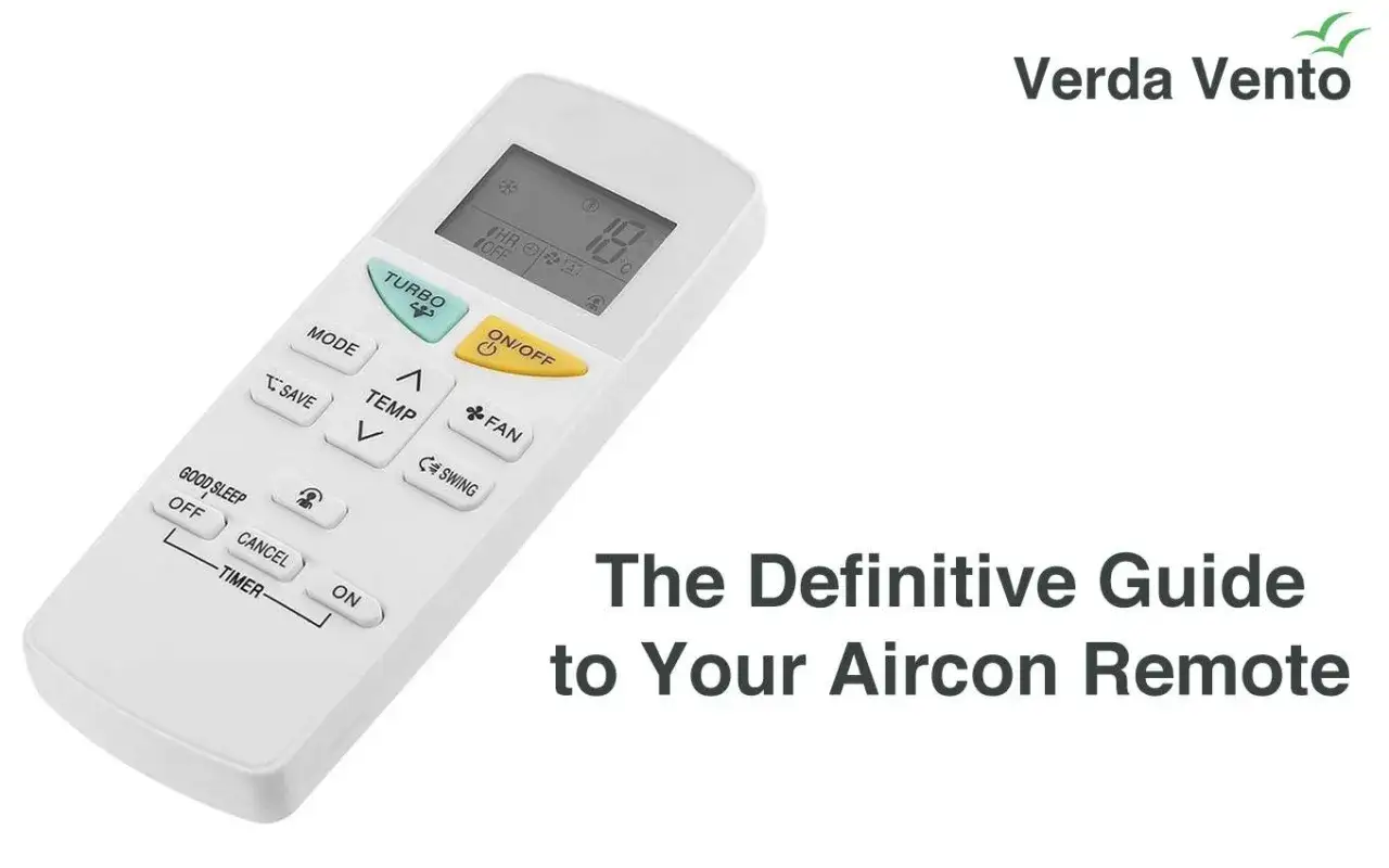 Mando aire acondicionado instrucciones: control remoto blanco con botones para modo, temperatura, ventilador y temporizador.