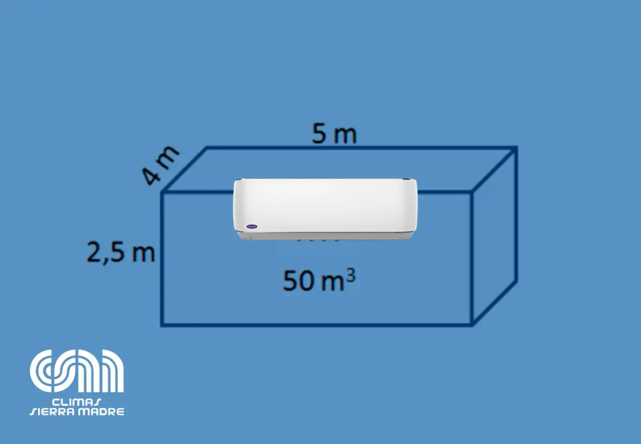 Aire acondicionado Carrier en un espacio de 50 m&sup3;. Calcula tus frigor&iacute;as por m&sup2; para un confort ideal.