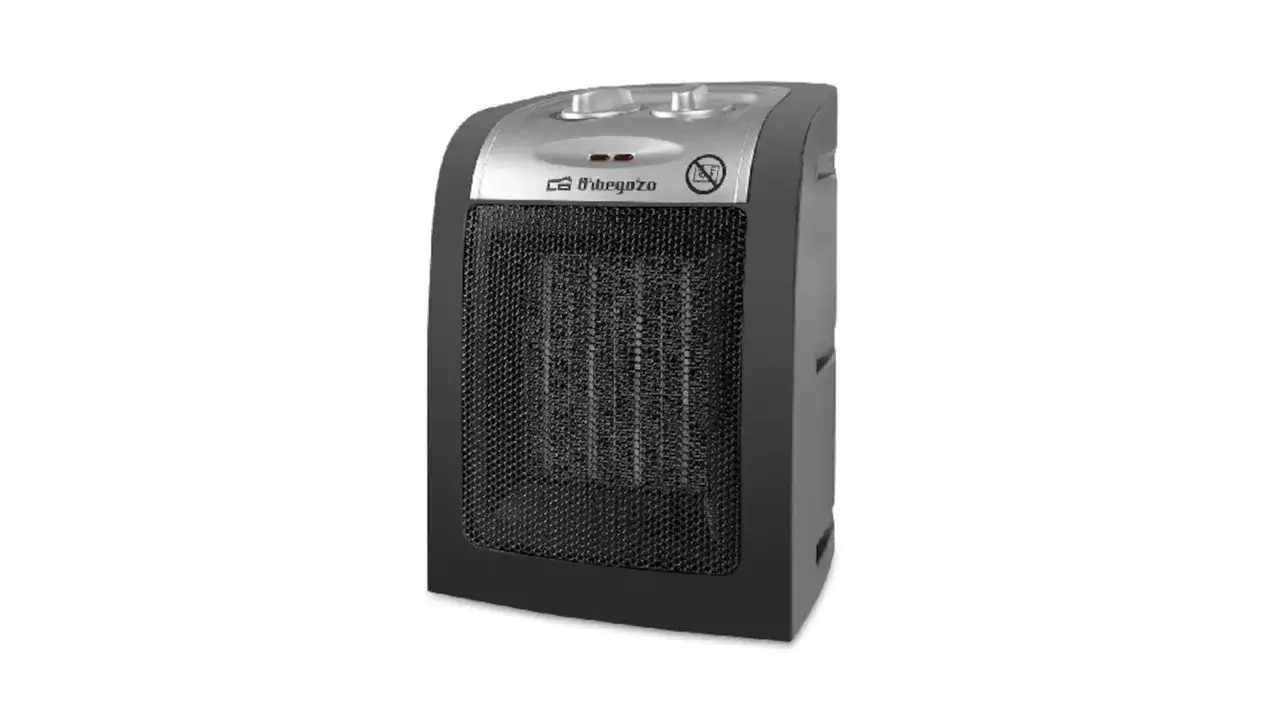 Calefactor cer&aacute;mico Orbegozo con rejilla frontal y controles superiores. Perfecto para calentar tu hogar.